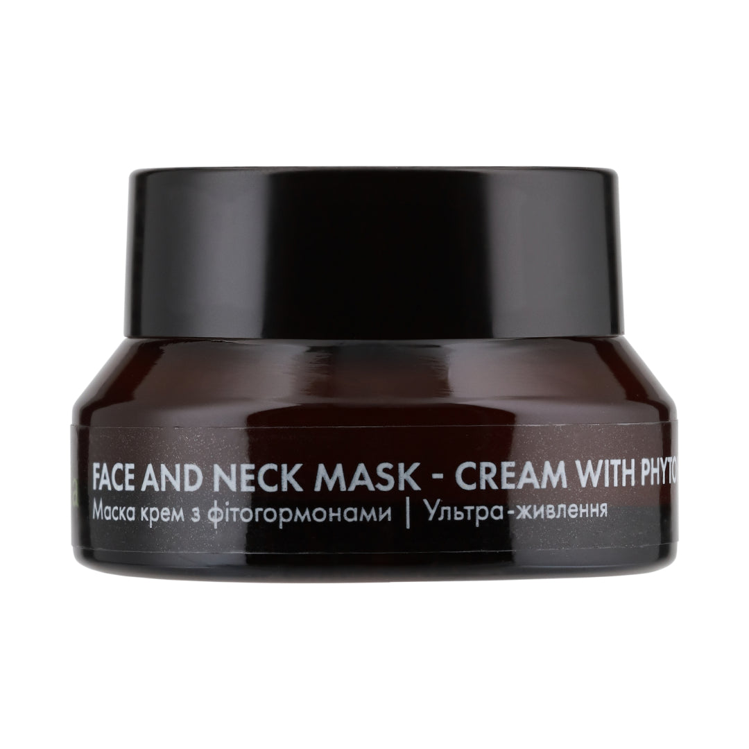 Mask with phytohormones, ceramides moisturizes, improves skin elasticity, antioxidant, shea oil, wheat germ, vitamins F and A, kelp extract, pomegranate, extracts of almonds, olives, flax, cucumber