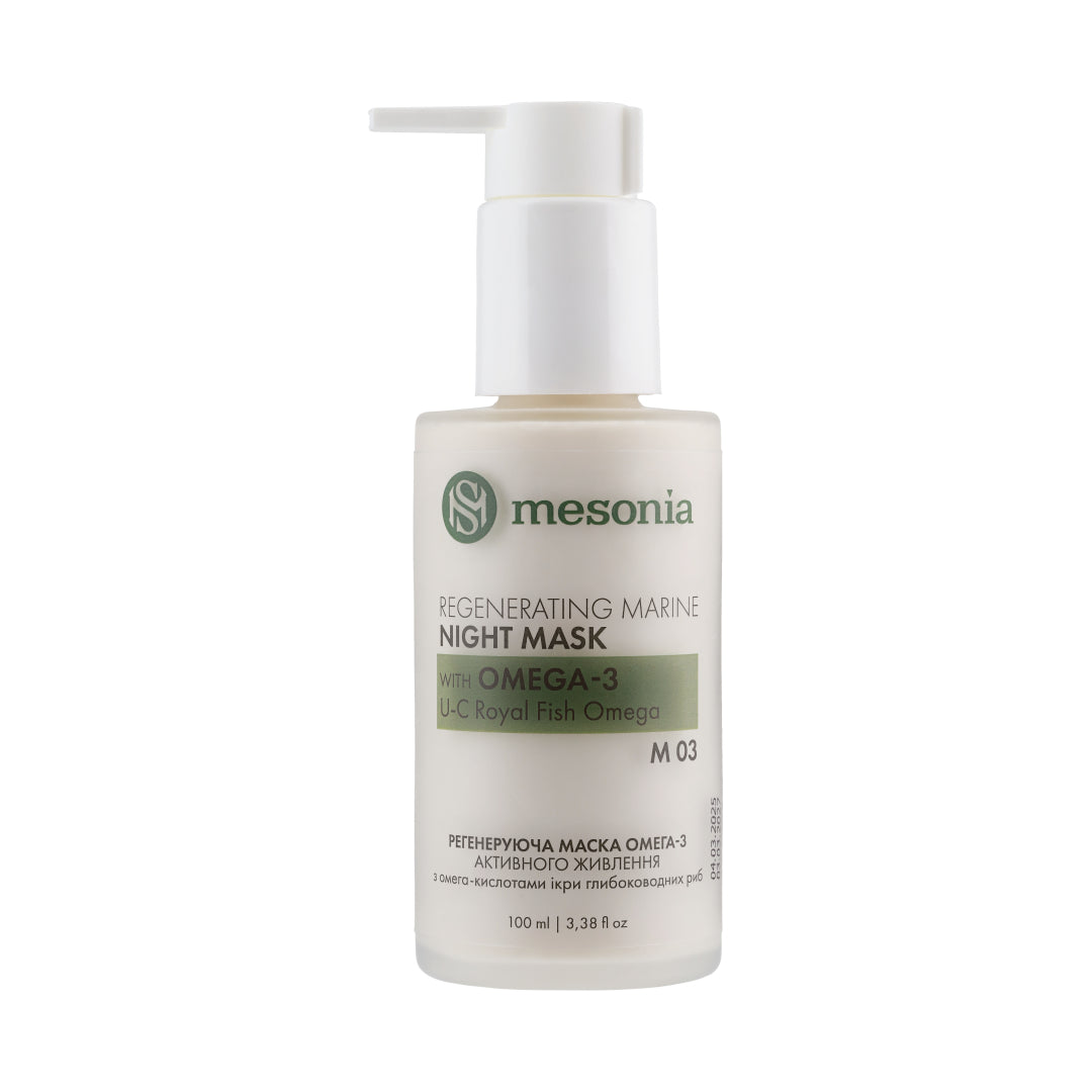 Regenerating Mask Omega-3 of active nutrition Gives radiance to the skin, does not have a film, is well absorbed, Balanced hypernutrition system with omega acids of deep-sea fish roe