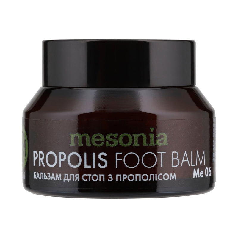 Foot balm Propolis, aloe, vitamins A, E, essential oils of juniper berries, cedar, lemon, orange and frankincense soften the skin of the feet