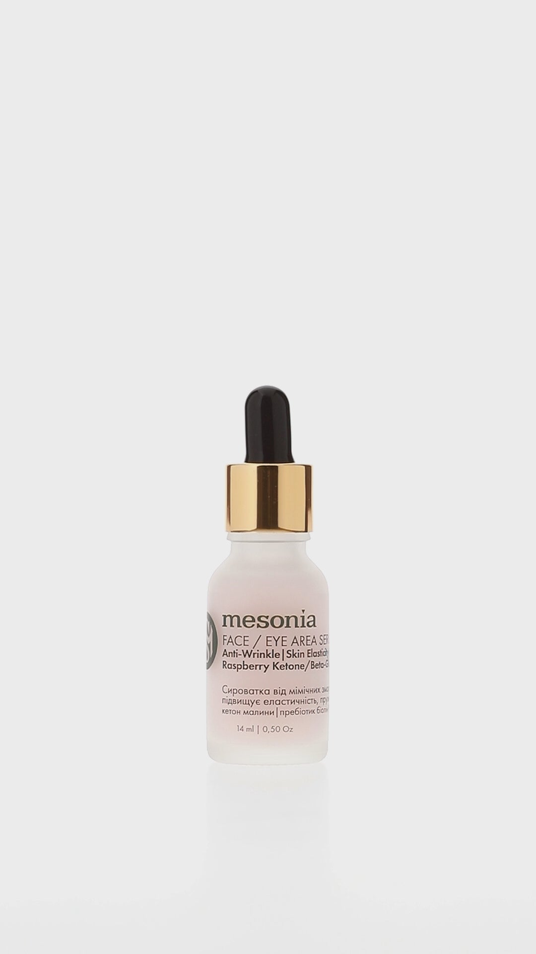 Anti-wrinkle serum for the face and skin around the eyes, increases skin elasticity and firmness, with raspberry ketone, prebiotics/B-glucan, ceramide complex, chocolate extract, aloe, Turmeria ZEN, with strawberry hydrolate ( travel size 14ml )