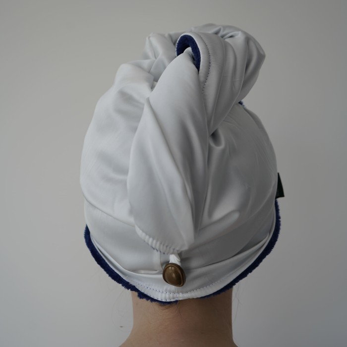 Набір для домашнього догляду Mesonia Princess: чалма з шовком Армані, зручна та стильна пов'язка на голову, напульсники на ручки (синій) 