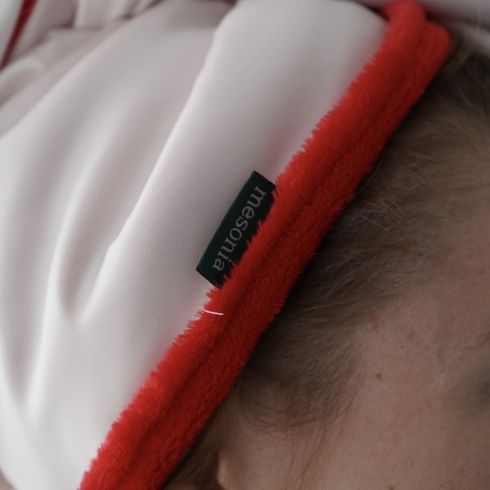 Набір для домашнього догляду Mesonia Princess: чалма з шовком Армані, зручна та стильна пов'язка на голову, напульсники на ручки (червоний) 