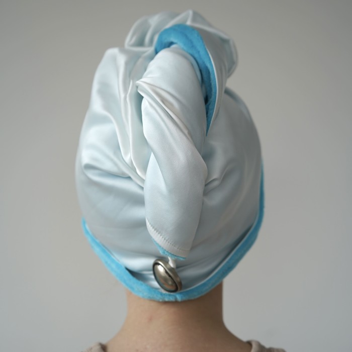 Якісна, зручна та стильна Чалма для волосcя Velour & Armani silk (блакитний) 