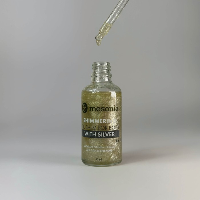 Космічна Бальзам-Олійка-шиммер для тіла зі сріблом, натуральними екстрактами, вітамінами, парфюмована  Шиммер з натуральним сріблом дарує сяйво, а парфумерні композиції зі Швейцарії та Великобританії огортають вас вишуканим ароматом